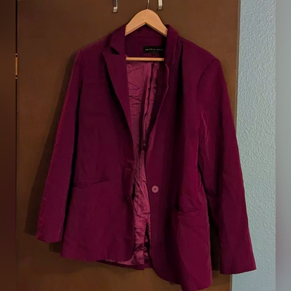 Endless Rose Red Wine Single Breasted Blazer Size L Rent The Runway - Picture 3 of 5